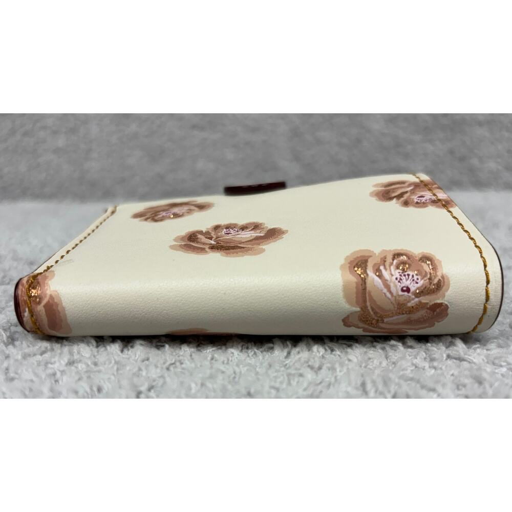 Coach Cream Leather Floral Small Flap Wallet D1880 #76946 - Picture 3 of 10